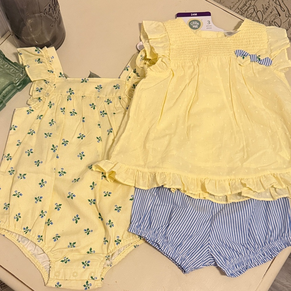 Little Me Yellow and Blue 3-Piece Dresswear Set